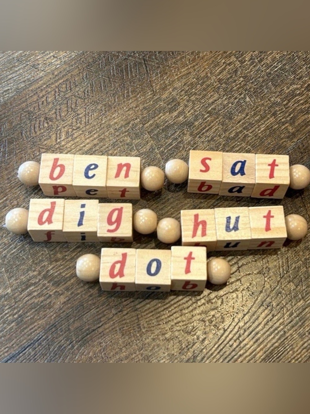 Wooden Alphabet Bead Word Toy - Natural Color